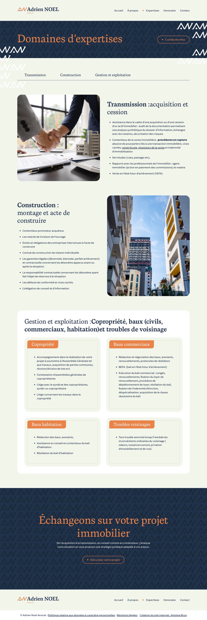 Capture complète de la page Expertises.